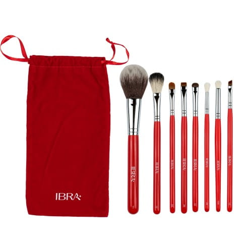 Set of 8 makeup brushes with a red case Ibra Makeup
