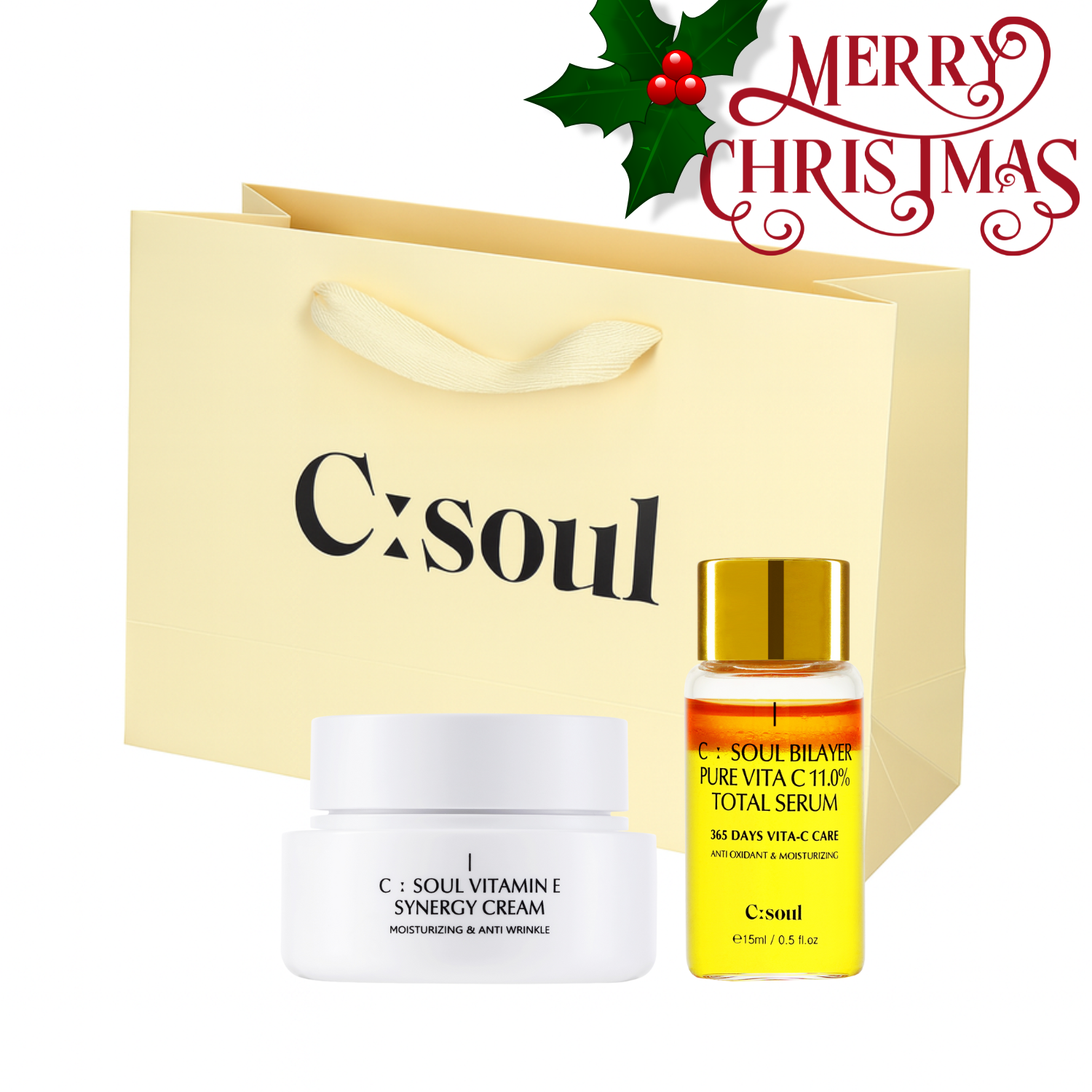 Zestaw Odżywczy Krem do twarzy + Dwufazowe Serum Antyoksydacyjne z witaminą C 11% C:Soul