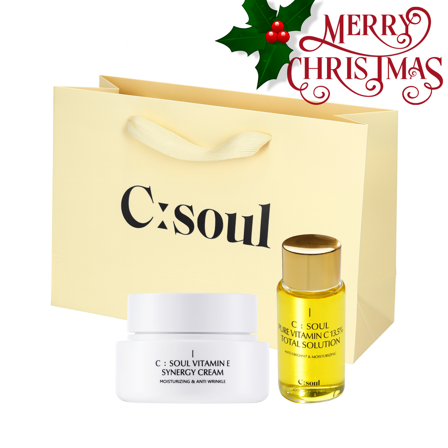 Zestaw Odżywczy Krem do twarzy + Nawilżające Serum Antyoksydacyjne z witaminą C 13% C:Soul