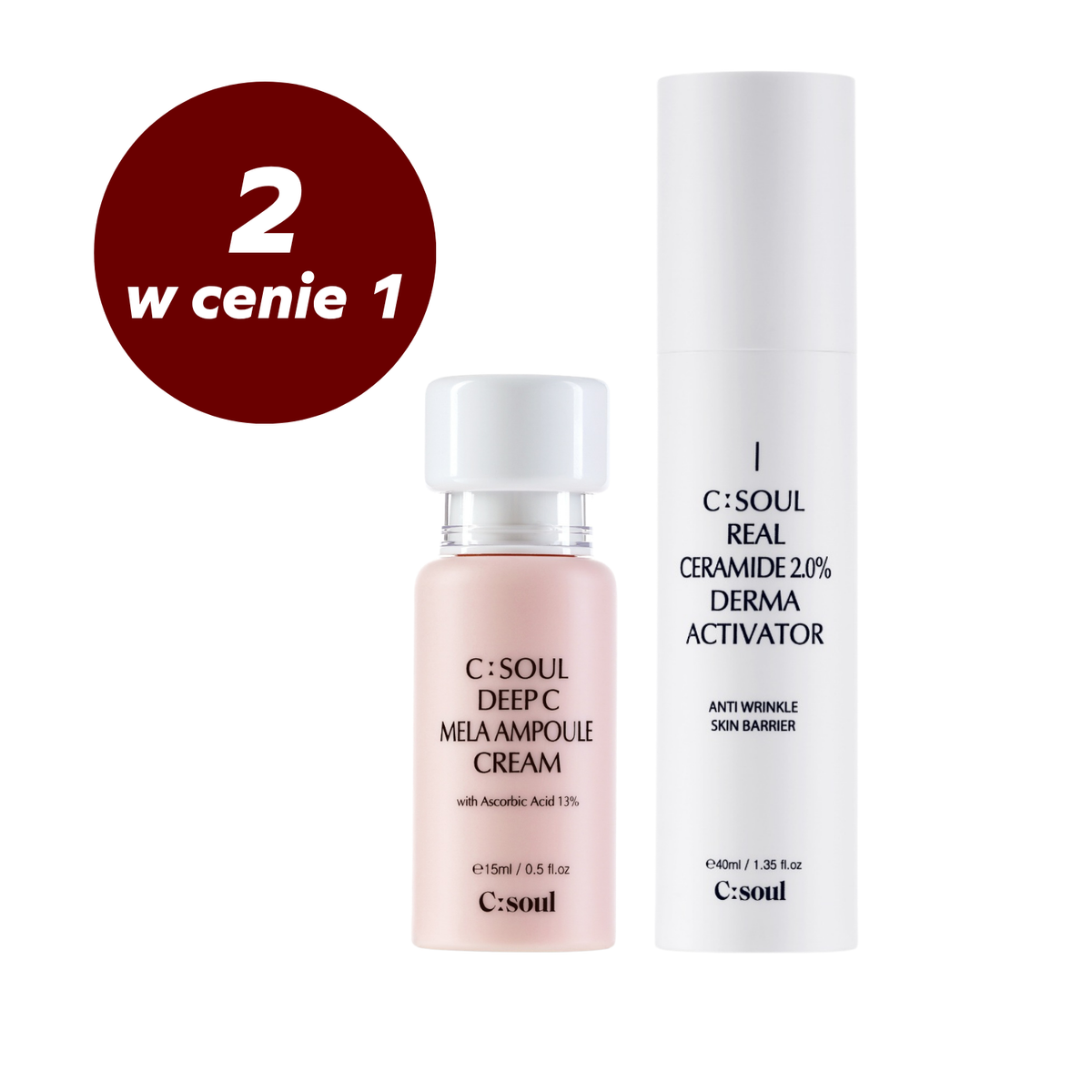 Zestaw do pielęgnacji twarzy Nawilżający Krem-Serum Mela + Barierowe Serum z Ceramidami C:Soul