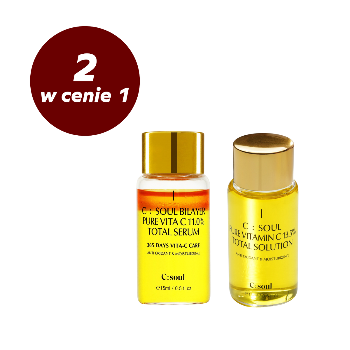 Zestaw do pielęgnacji twarzy Serum Antyoksydacyjne z 11% witaminą C + Nawilżające Serum Antyoksydacyjne z 13.5% witaminą C C:Soul