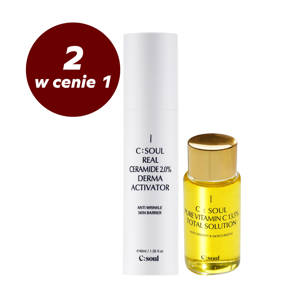 Zestaw do pielęgnacji twarzy Barierowe Serum z Ceramidami + Antyoksydacyjne Serum z 13,5% witaminą C C:Soul