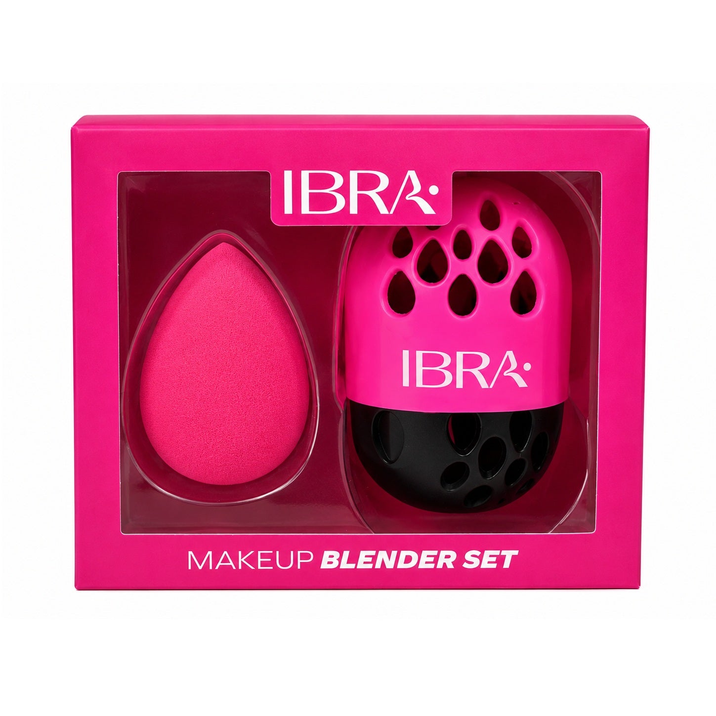 Makeup Blender Sponge Set Pink Zestaw gąbeczka różowa + etui IBRA Makeup